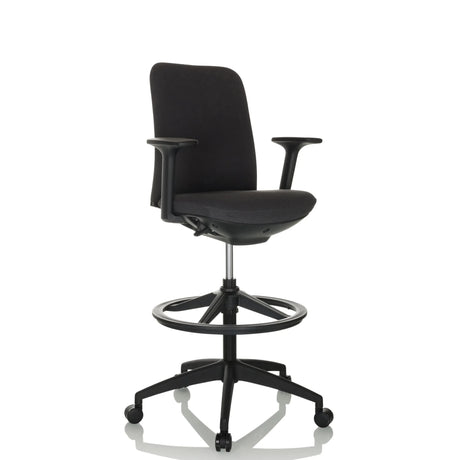 Black Counter chair NESTORA WORK with padded seat, armrests and footring by hjh OFFICE