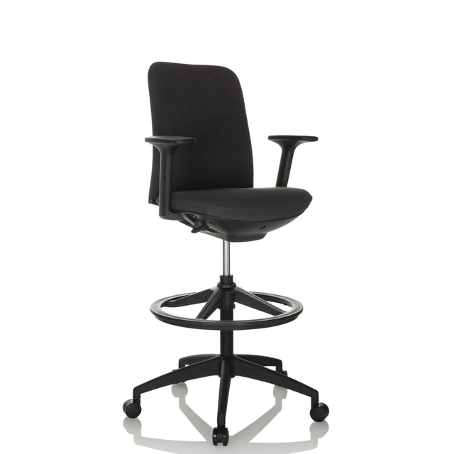 Black Counter chair NESTORA WORK with padded seat, armrests and footring by hjh OFFICE