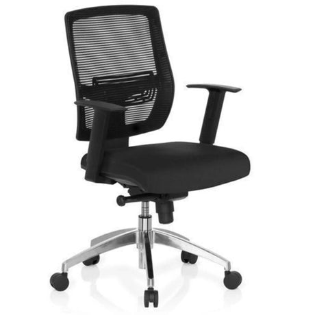 Professional Office Chair NET 90 in black with mesh backrest and silver star base by hjh OFFICE
