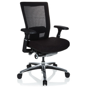 High End Office Chair NOVA PRO ALU in black with mesh backrest and glossy base by hjh OFFICE