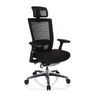 High End Office Chair NOVA PRO I in black with mesh backrest, headrest and glossy base by hjh OFFICE