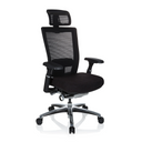 High End Office Chair NOVA PRO I in black with mesh backrest, headrest and glossy base by hjh OFFICE