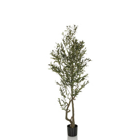 Green Artificial plant OLIVE I with slender growth in a black plant pot by hjh OFFICE