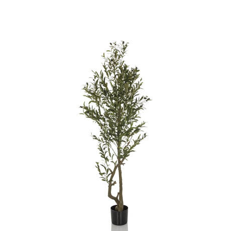 Green Artificial plant OLIVE I with slender growth in a black plant pot by hjh OFFICE