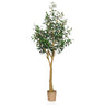 Artificial plant OLIVE II in green with woven basket pot and natural trunk by hjh OFFICE
