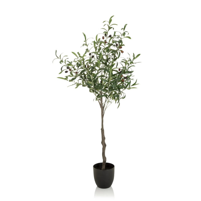 Green Artificial plant OLIVE in the form of an olive tree with a black pot by hjh OFFICE