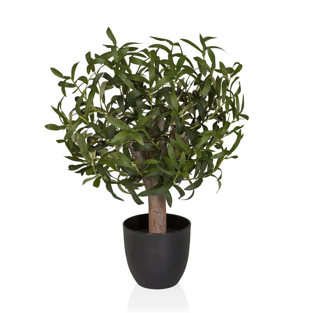 Artificial plant Olive S with green leaves in a simple black pot by hjh OFFICE