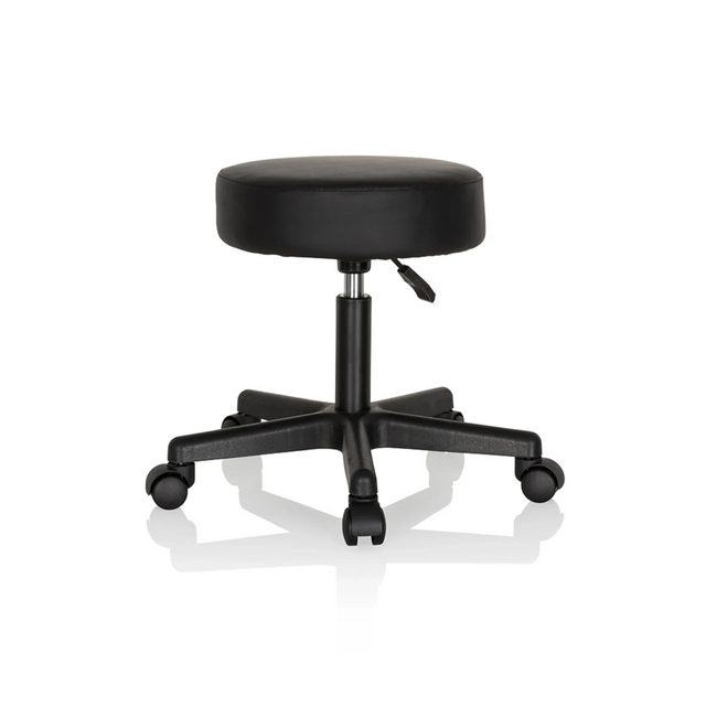 Black Swivel stool OPERATOR I with padded seat and five castors by hjh OFFICE