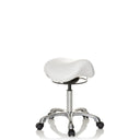 White Saddle stool ORTHO SIT with chromed star base and five castors by hjh OFFICE