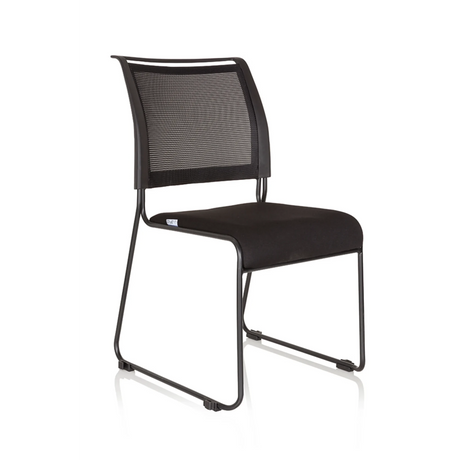 Black guest chair PADUA V with mesh backrest and sled base by hjh OFFICE