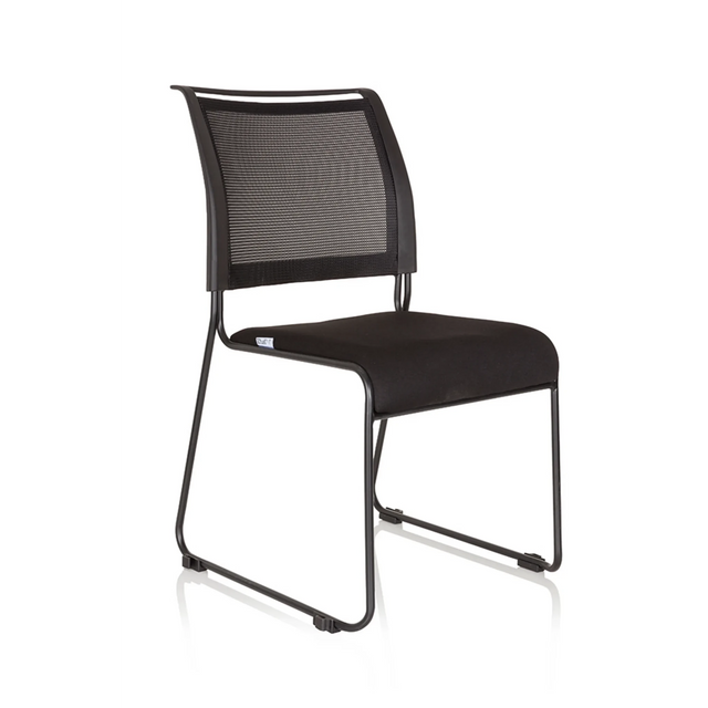 Black guest chair PADUA V with mesh backrest and sled base by hjh OFFICE