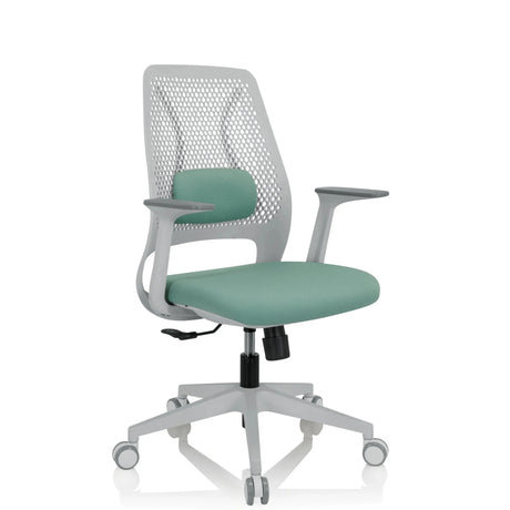 Home Office Chair PARFERIO W in mint with white frame and mesh back by hjh OFFICE