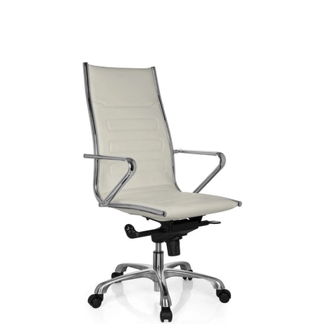 Professional Executive Chair PARIBA III in cream white with shiny chrome elements and caster base by hjh OFFICE