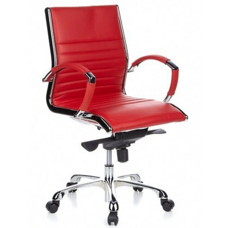 Red Professional Executive Chair PARMA 10 with shiny chrome elements and armrests by hjh OFFICE