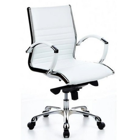 Professional Executive Chair PARMA 10 in cream white with shiny chrome armrests and base by hjh OFFICE