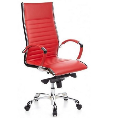 Red Professional Executive Chair PARMA 20 with cross stitching and chromed star base by hjh OFFICE