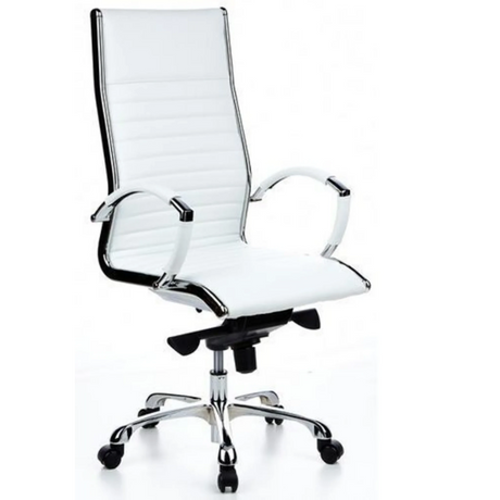 Professional Executive Chair PARMA 20 in cream white with horizontal stitching and chrome frame by hjh OFFICE