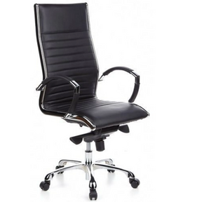 Professional Executive Chair PARMA 20 with black faux leather cover and shiny chrome elements by hjh OFFICE