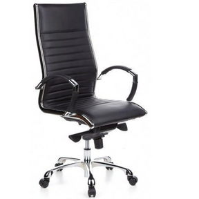 Professional Executive Chair PARMA 20 with black faux leather cover and shiny chrome elements by hjh OFFICE