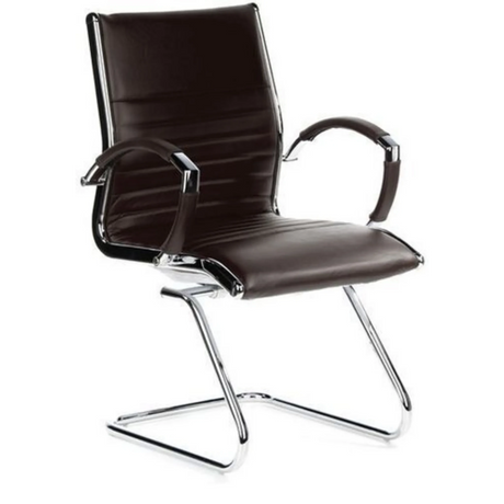 Brown Cantilever chair PARMA V with quilted upholstery and chrome frame by hjh OFFICE