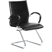 Black cantilever chair PARMA V with quilted upholstery and chrome frame by hjh OFFICE