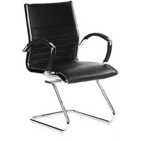 Black cantilever chair PARMA V with quilted upholstery and chrome frame by hjh OFFICE