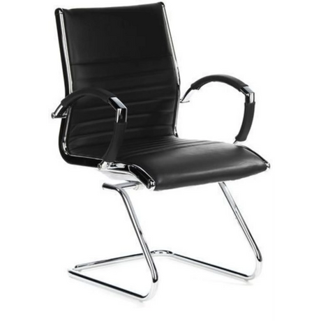 Black cantilever chair PARMA V with quilted upholstery and chrome frame by hjh OFFICE