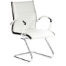 Cream white Cantilever chair PARMA V with quilted upholstery and chrome frame by hjh OFFICE