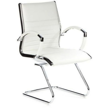 Cream white Cantilever chair PARMA V with quilted upholstery and chrome frame by hjh OFFICE