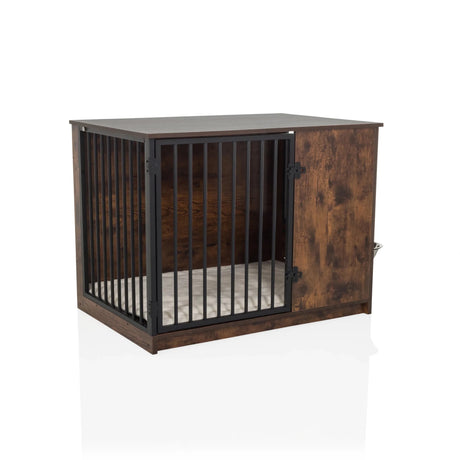 Brown Dog crate PAWHOME S with metal grilles and a light-coloured lying surface by hjh LIVING