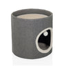 Grey Cat cave PAWY R with a soft white trim at the entrance and a small play ball by hjh LIVING