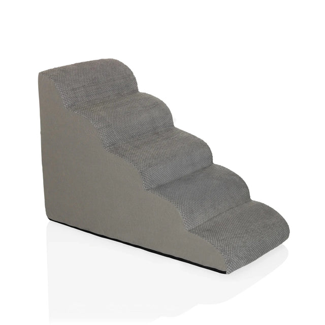 Grey Pet stairs PAWY STEP 5 with four steps and textured fabric cover by hjh LIVING