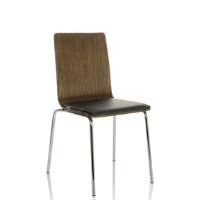Guest Chair PERIA with brown wooden backrest, black seat cushion and chrome legs by hjh OFFICE