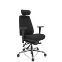 Professional Office Chair PHOENIX PRO I with black fabric upholstery, headrest and silver base by hjh OFFICE
