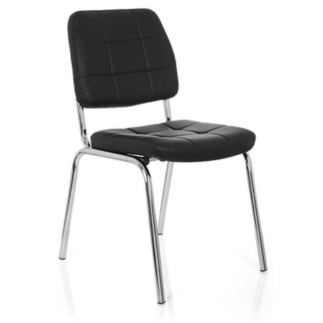 Black four-legged chair PICENO V with quilted upholstery and glossy metal frame by hjh OFFICE