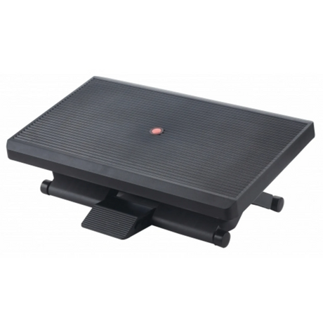 Black Footrest PIEDINO STRIPE PRO with ribbed surface and adjustment lever by hjh OFFICE