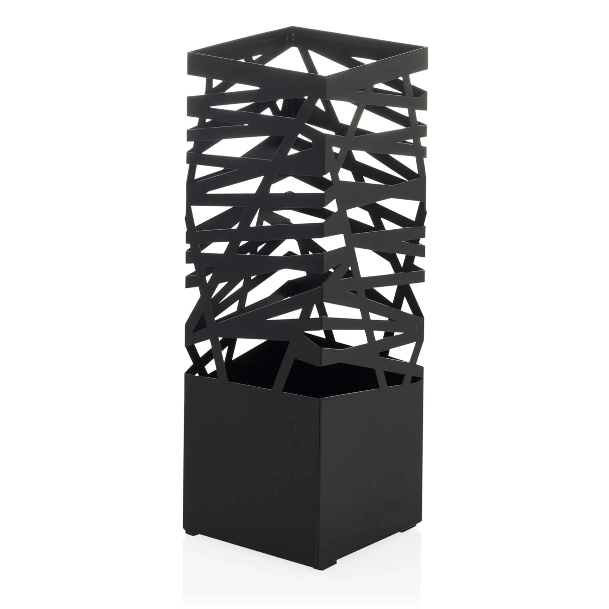 Black umbrella stand PLUVARIS with a geometric grid pattern in the upper area by hjh LIVING