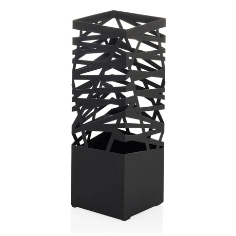 Black umbrella stand PLUVARIS with a geometric grid pattern in the upper area by hjh LIVING