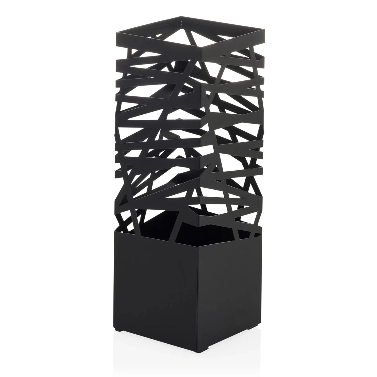 Black umbrella stand PLUVARIS with a geometric grid pattern in the upper area by hjh LIVING