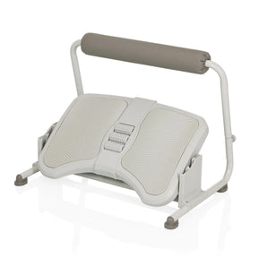 Light grey Footrest PODI FMW with textured tread surface and grey padded roller by hjh OFFICE