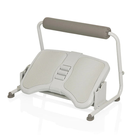 Light grey Footrest PODI FMW with textured tread surface and grey padded roller by hjh OFFICE