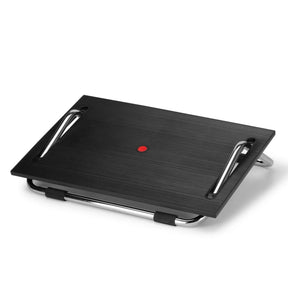 Black Footrest PODI III with ribbed surface and chrome frame by hjh OFFICE