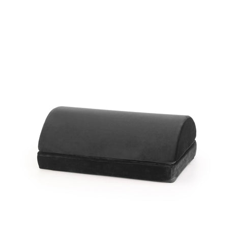 Black Footrest Podi Velvet 1 with a padded, semi-circular surface by hjh OFFICE