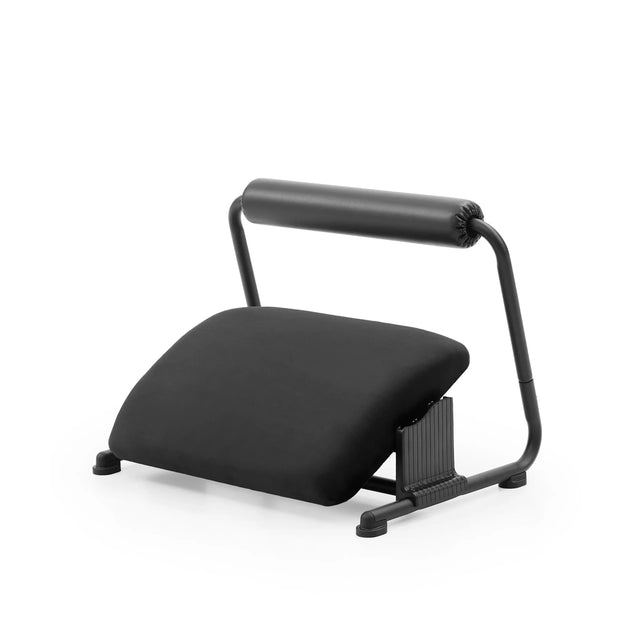 Black Footrest Podi Velvet with padded surface and a cylindrical roller by hjh OFFICE