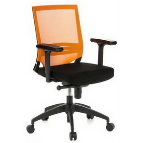 Professional Office Chair PORTO BASE in black and orange with mesh backrest and armrests by hjh OFFICE