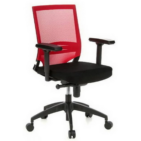 Professional Office Chair PORTO BASE with red-black mesh cover and black armrests by hjh OFFICE
