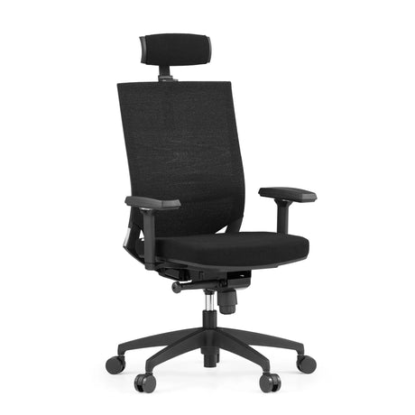 Black Professional Office Chair PORTO MAX HIGH I with mesh backrest, headrest and armrests by hjh OFFICE