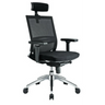 Professional Office Chair PORTO MAX in black with mesh backrest, headrest and silver base by hjh OFFICE