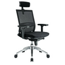 Professional Office Chair PORTO MAX in black with mesh backrest, headrest and silver base by hjh OFFICE