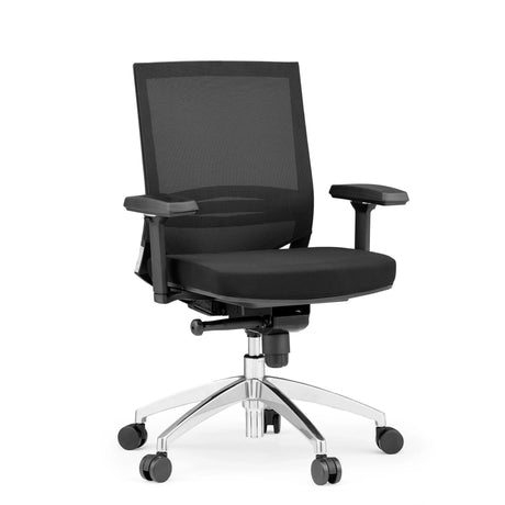 Professional Office Chair PORTO PRO in black with mesh backrest and glossy base by hjh OFFICE